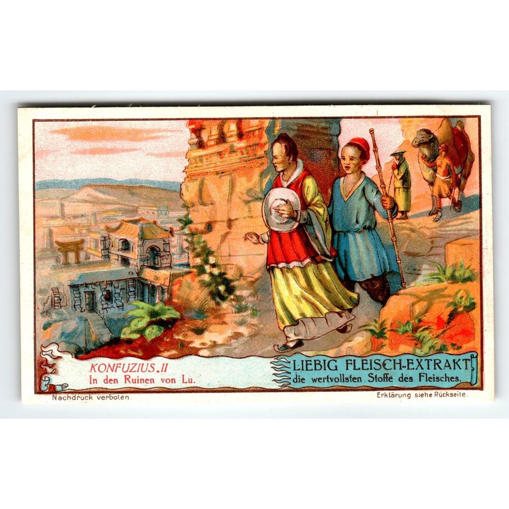 Victorian Liebig Fleisch-Extrakt Trade Card Konfuzius Ruins of Lu Art